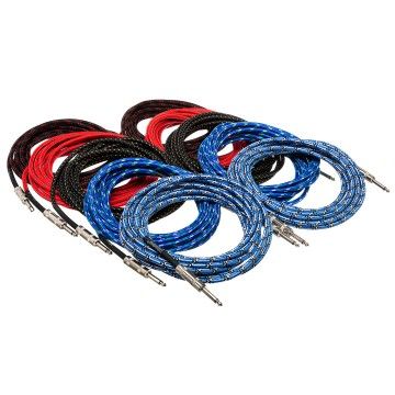 Kumaş Gitar Kablosu, Kırmızı-Yeşil, 4.5 mt. (3GT-18C3)